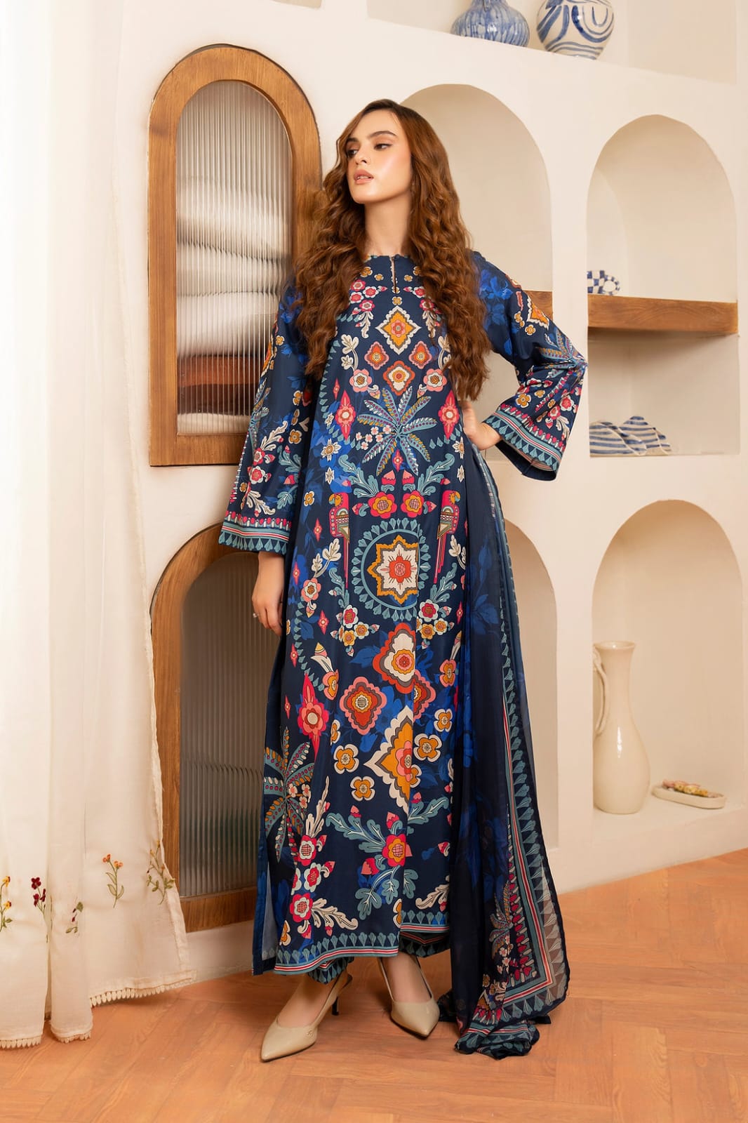 Coral Serenade Dupatta